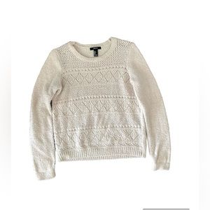 Forever 21 Ivory Cream Sweater Long Sleeve Top Shirt Holidays Christmas Sweater